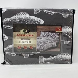 Mossy Oak Queen 4 Piece Sheet Set Fish Brand New